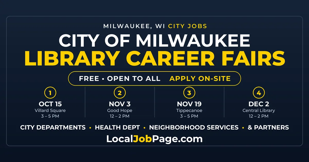 City of Milwaukee Career Fairs at Library Branches: Free Fall Dates Start Oct. 15