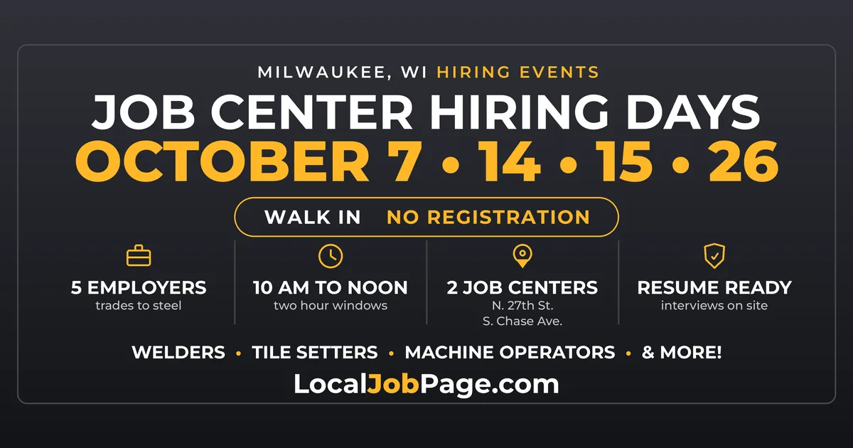 Milwaukee Job Center Hiring Events: Employers Interviewing On the Spot This October